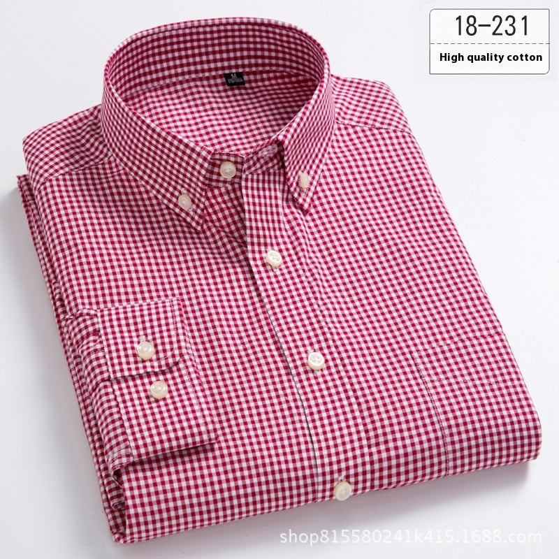 Men's Plaid Long-sleeved Button Shirt