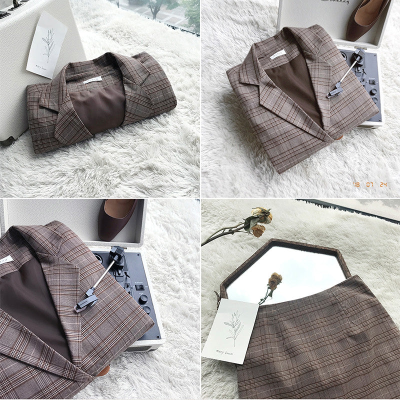 Checkered Suit & Skirt