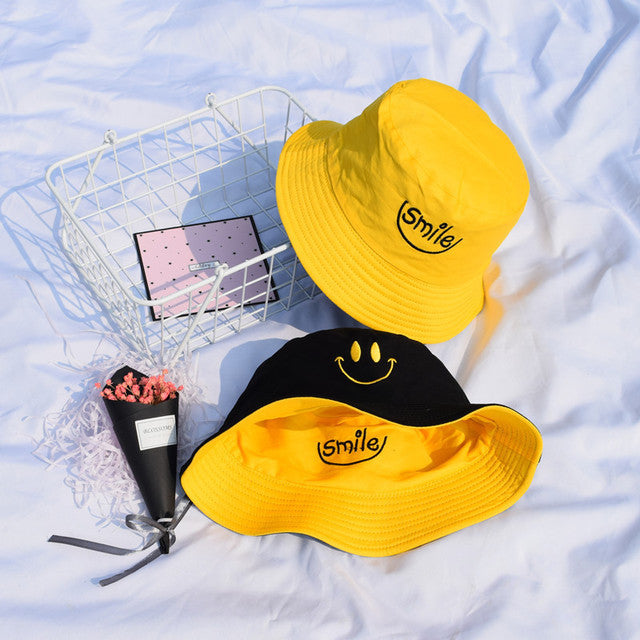 Double Sided Smiley Face Bucket Hats