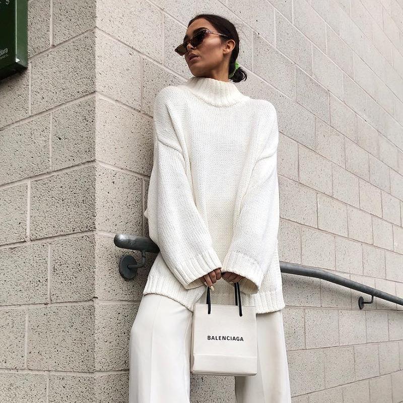 Women's High Neck Long Sleeve Sweater