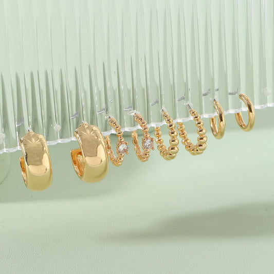 Ornament Gold Earrings Set