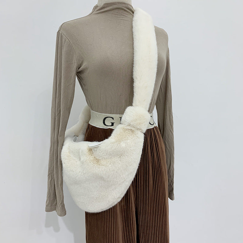 FauxFur Messenger Shell Bag