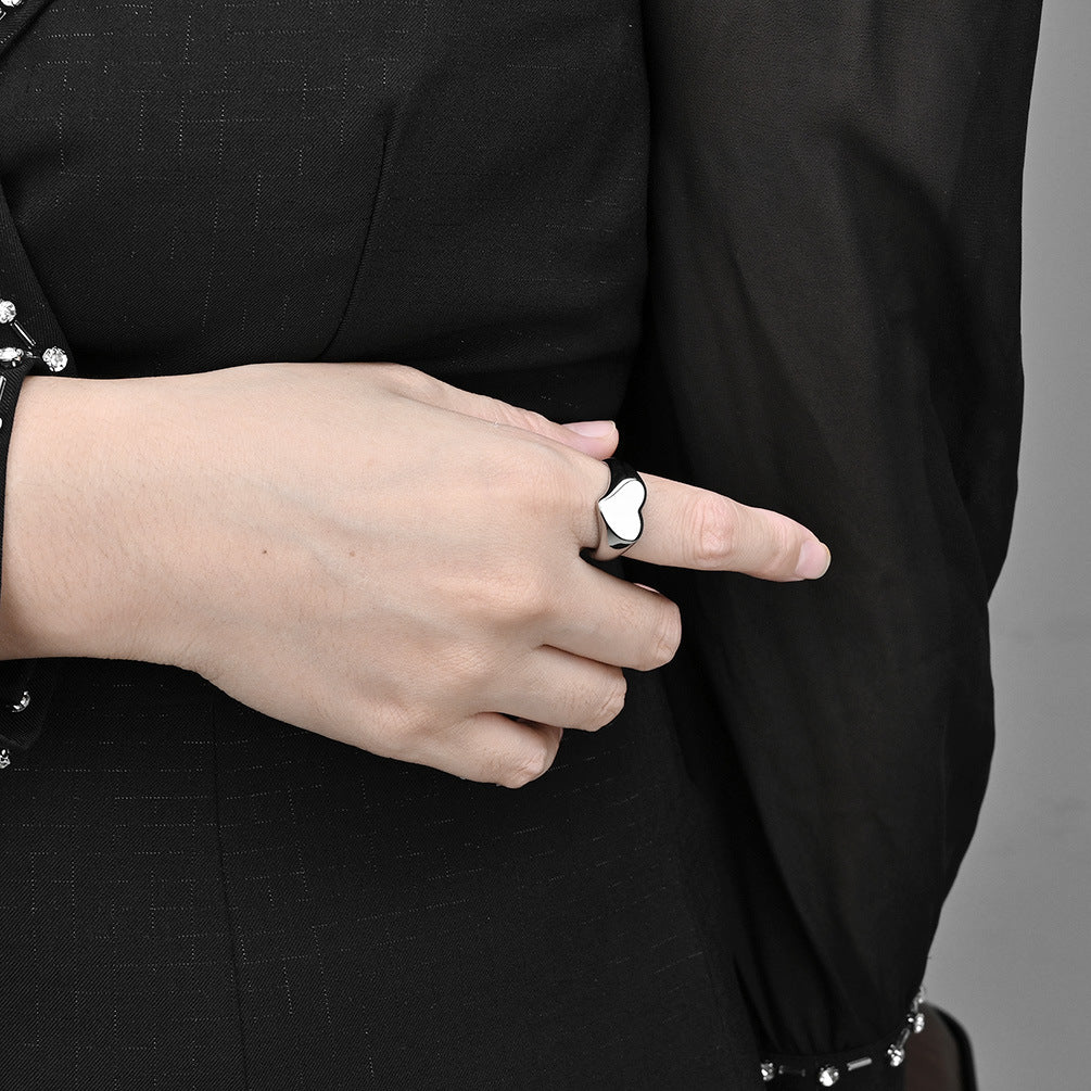 Unisex Steel Heart Ring