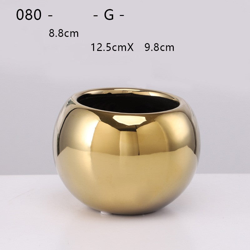 Gold Ceramic Flower Plant Pot