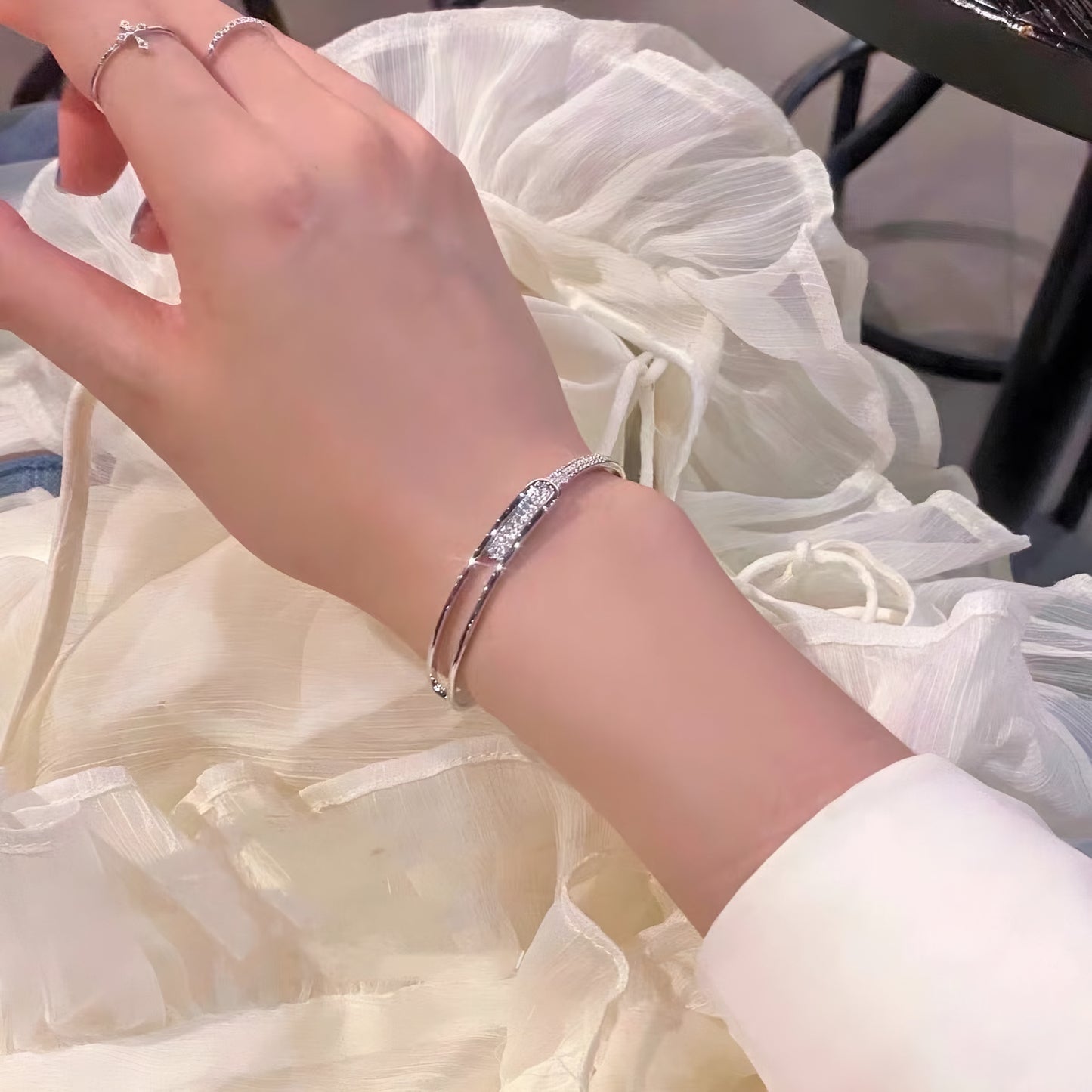 S925 Diamond Micro-inlaid Silver Bracelet