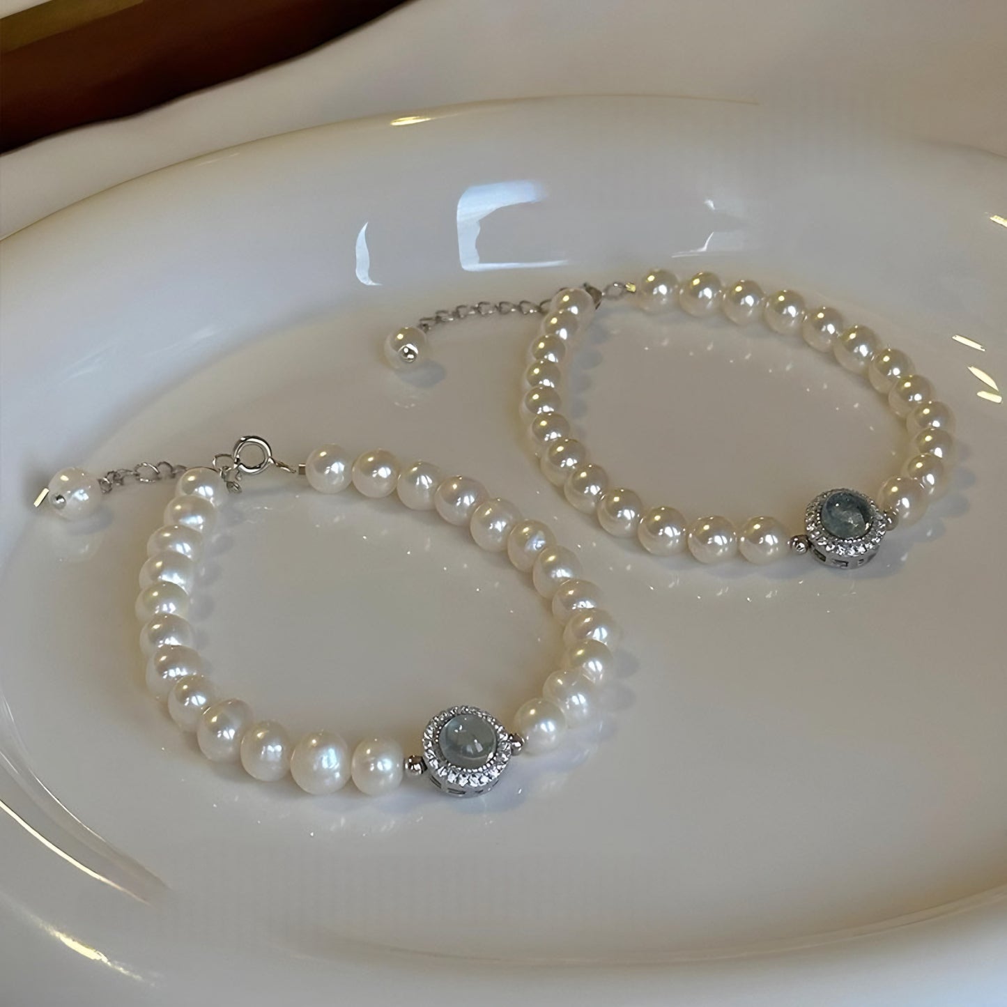 Natural Freshwater Pearl Aquamarine Bracelet