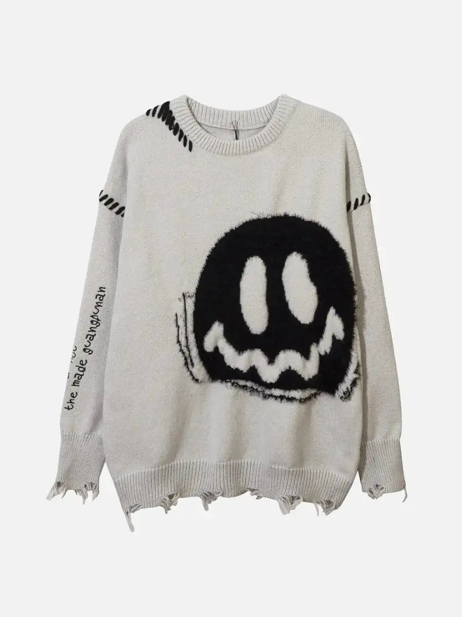 Vintage Knit Smiley Sweater