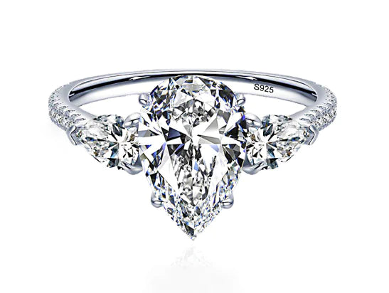 Drop-Shaped Yellow Diamond Sterling Silver Ring