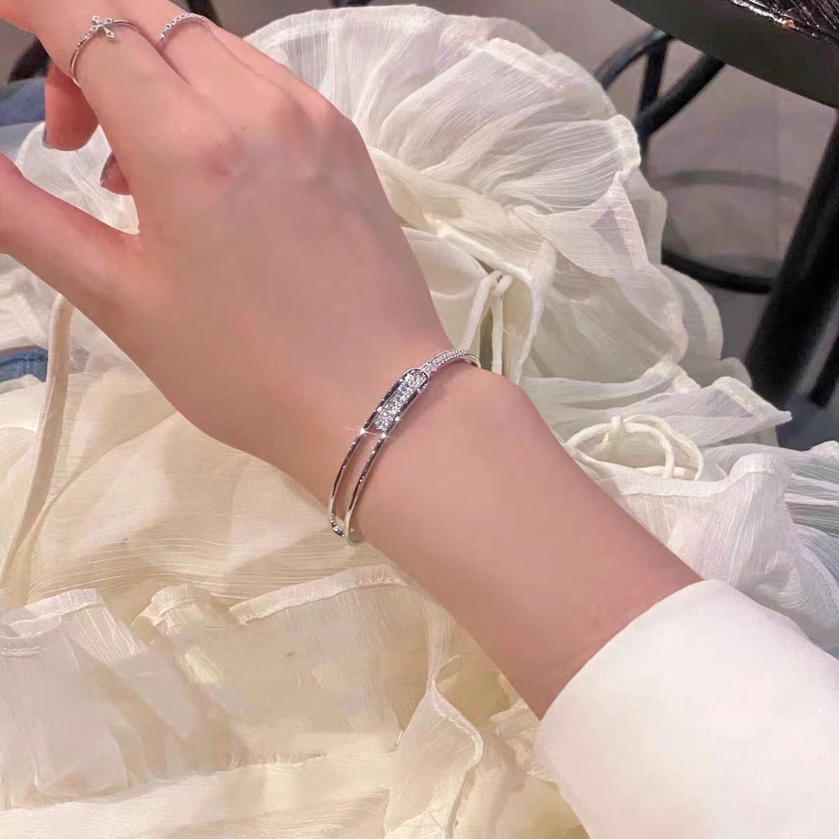 S925 Diamond Micro-inlaid Silver Bracelet