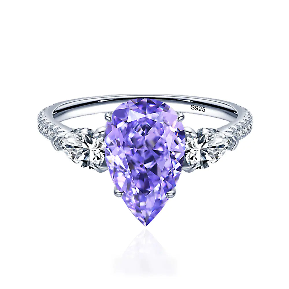 Drop-Shaped Yellow Diamond Sterling Silver Ring