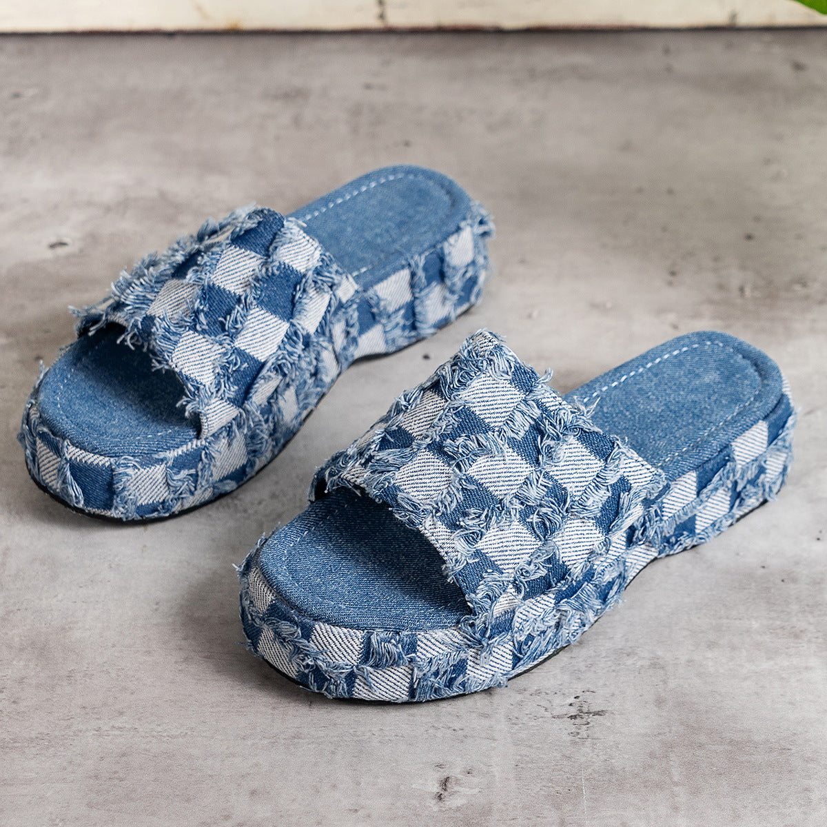 Womens Denim Slippers