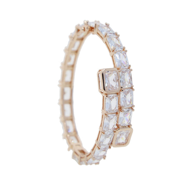 Double Heart Charm Bangle Bracelet
