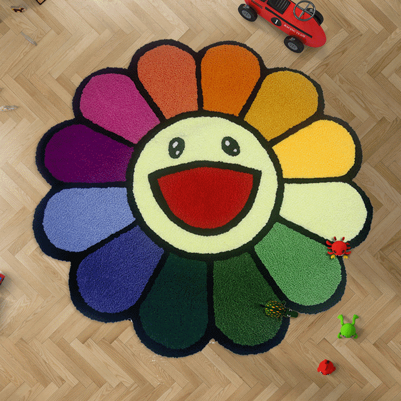 Cartoon Sunflower Round Carpet Floor Mat