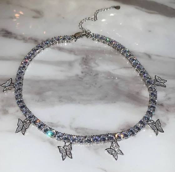 Butterfly Tennis Necklace Choker