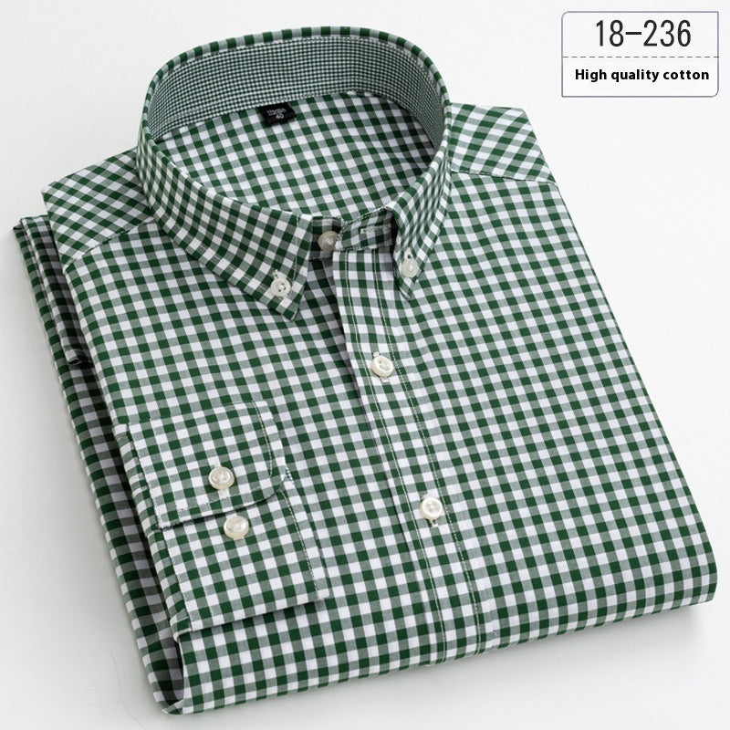Men's Plaid Long-sleeved Button Shirt