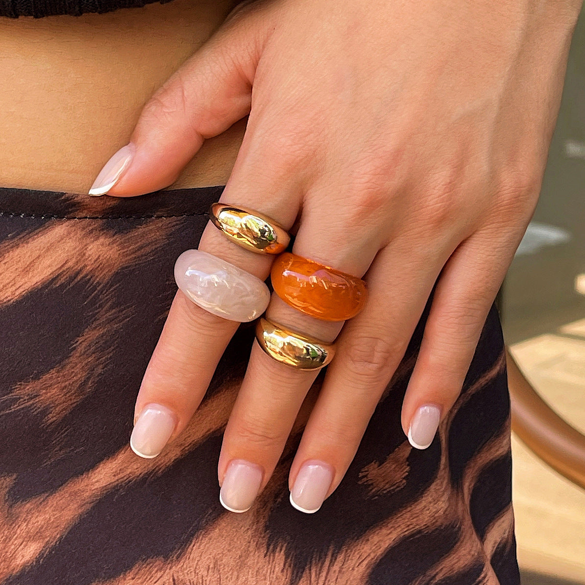 RETRO Amber Ring Set