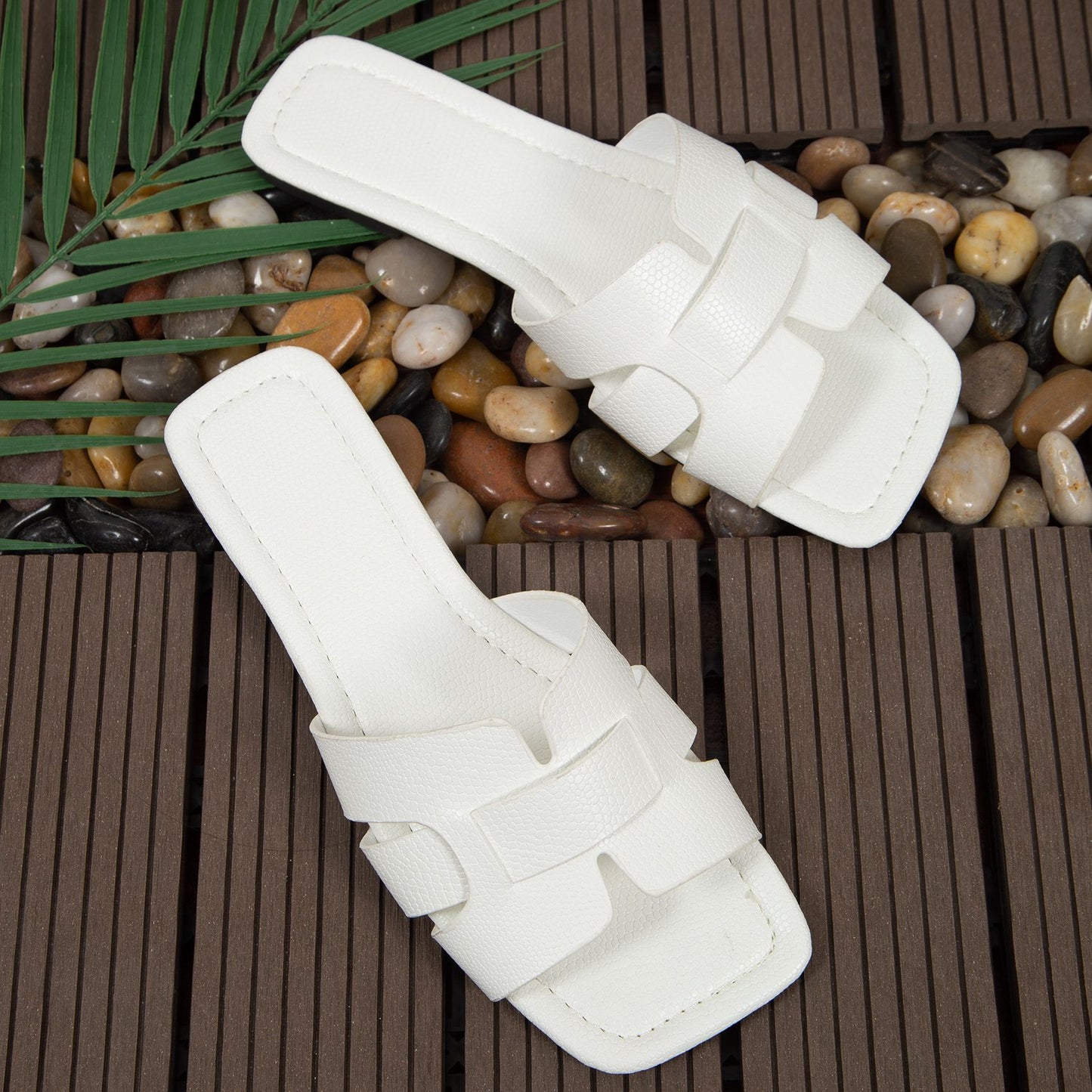 Womens Square Flat Sandals