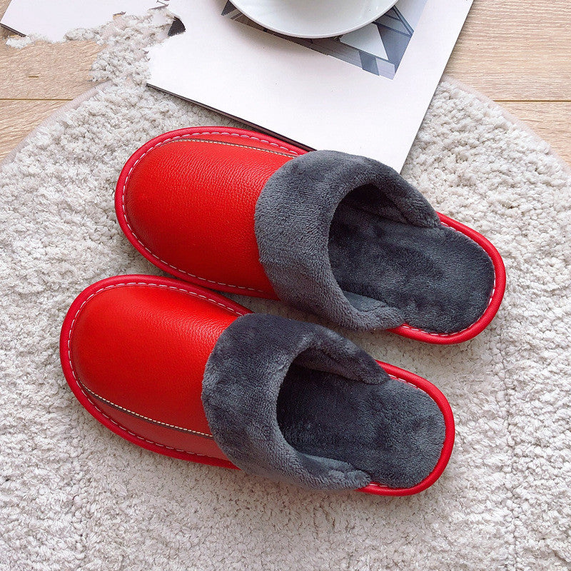 Leather Fur Slippers