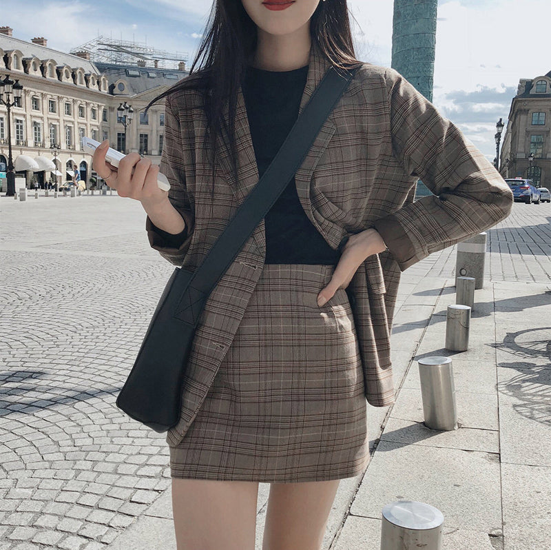 Checkered Suit & Skirt