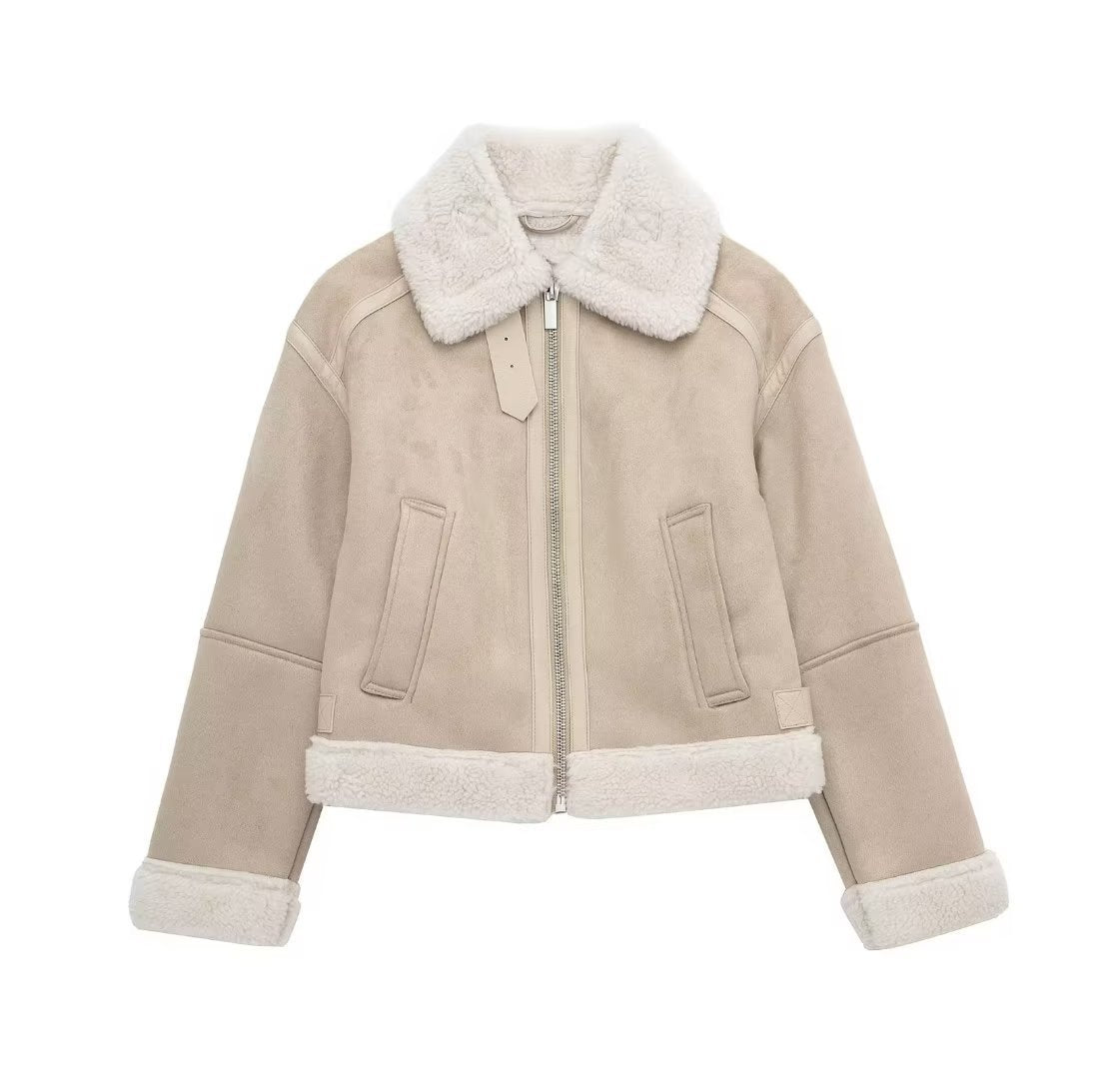 Women's Suede Lamb Wool Jacket