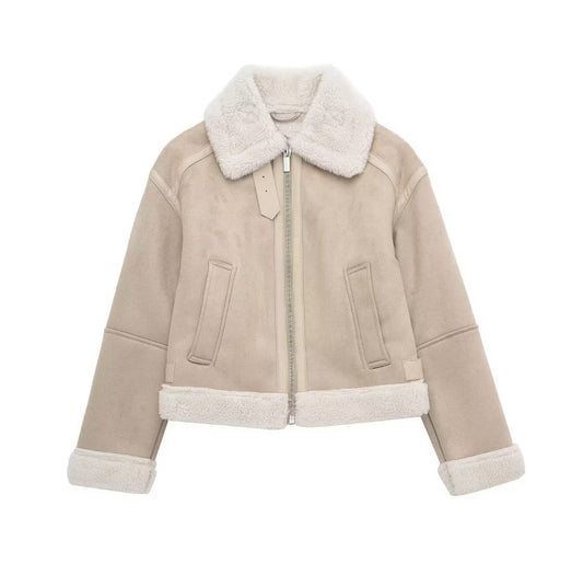 Women's Suede Lamb Wool Jacket