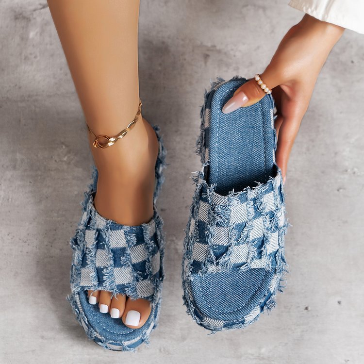 Womens Denim Slippers