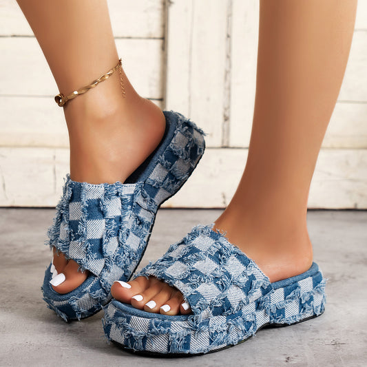 Womens Denim Slippers