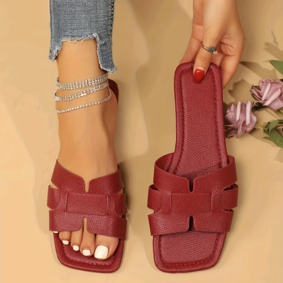 Womens Square Flat Sandals
