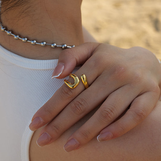 Classic Retro Stainless Steel Hollow Ring