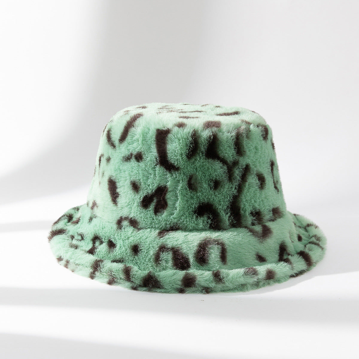 Vintage Plush Leopard Print Bucket Hat