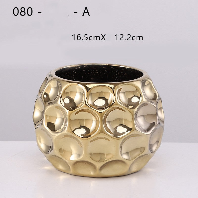 Gold Ceramic Flower Plant Pot