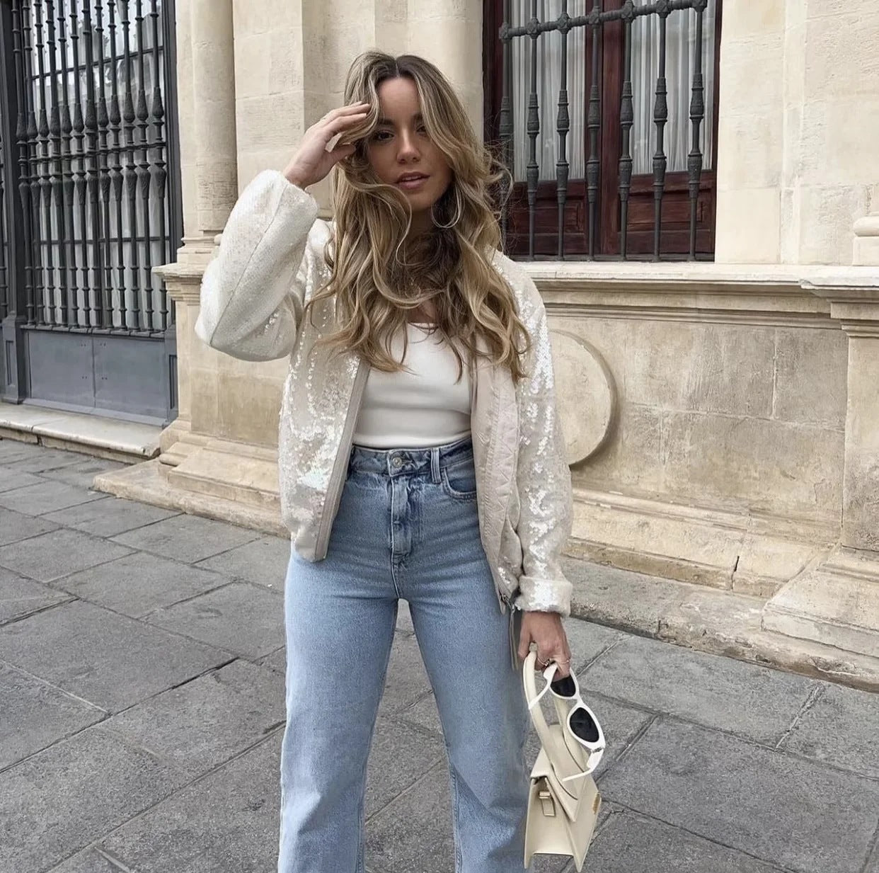 Women's Crew Neck Sequined Jacket