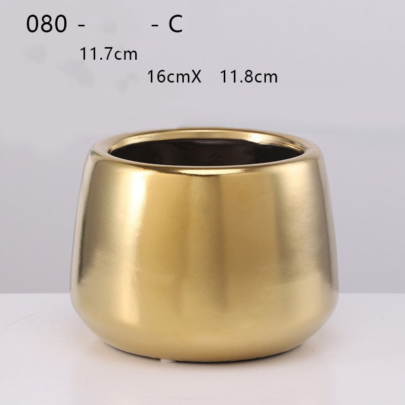 Gold Ceramic Flower Plant Pot