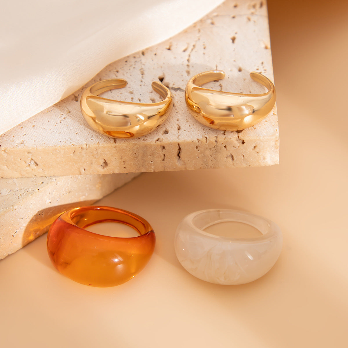 RETRO Amber Ring Set