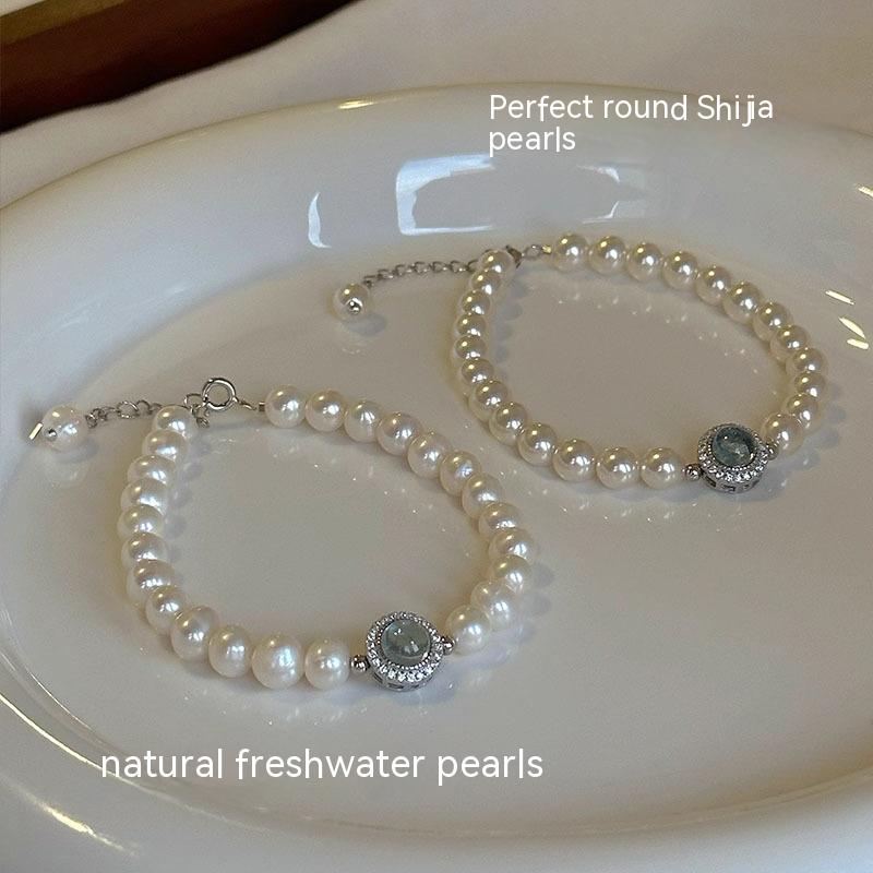 Natural Freshwater Pearl Aquamarine Bracelet