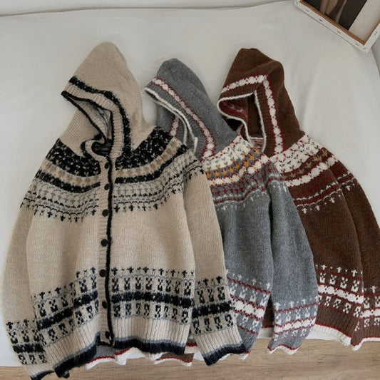 Women's Vintage Cardigan Hoodie Sweater