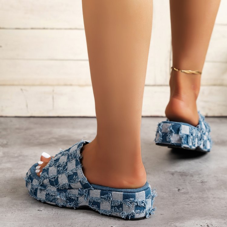 Womens Denim Slippers