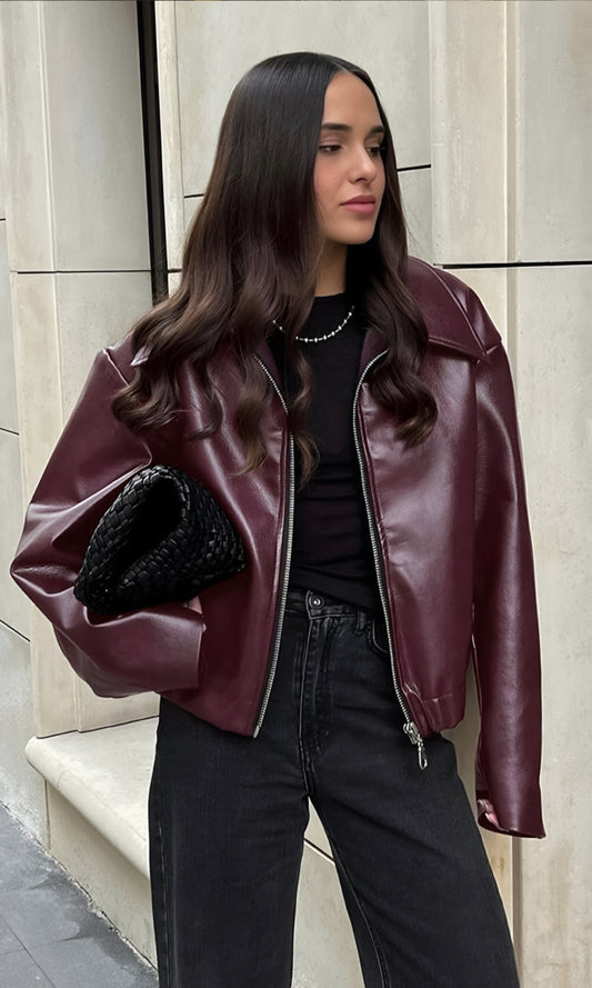 Lapel Leather Zipper Jacket