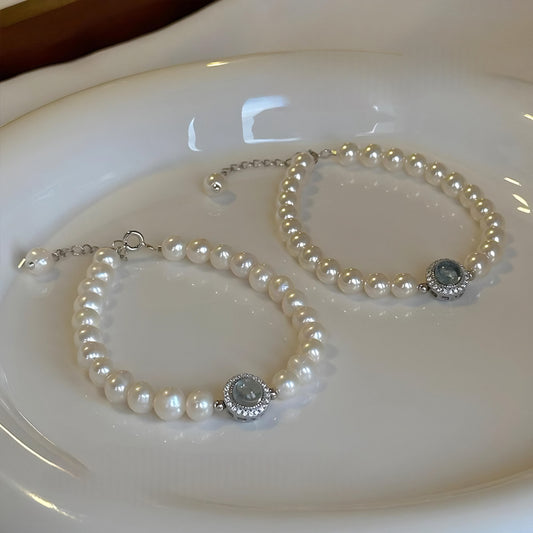 Natural Freshwater Pearl Aquamarine Bracelet