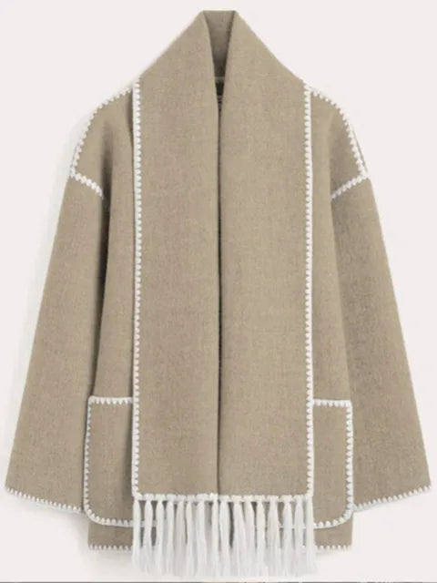 Faux Cashmere Overcoat With Scarf