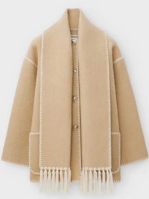 Faux Cashmere Overcoat With Scarf