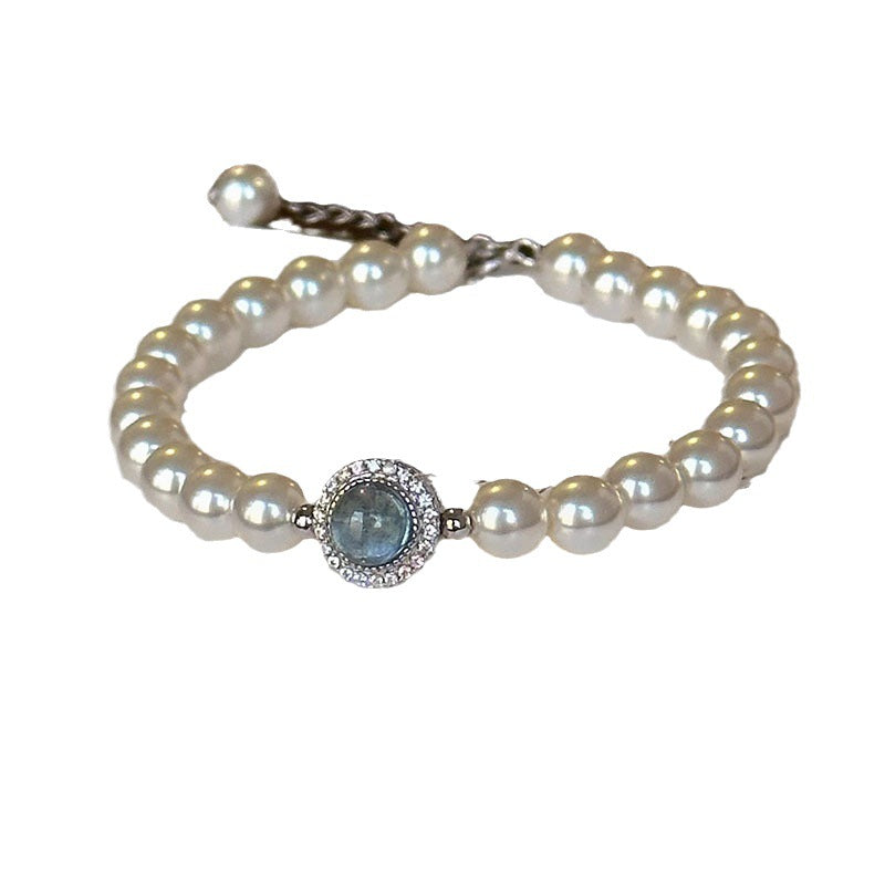 Natural Freshwater Pearl Aquamarine Bracelet