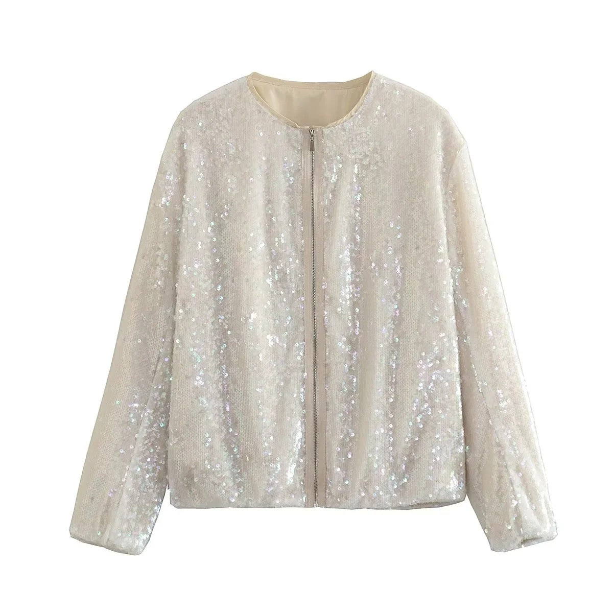 Women's Crew Neck Sequined Jacket