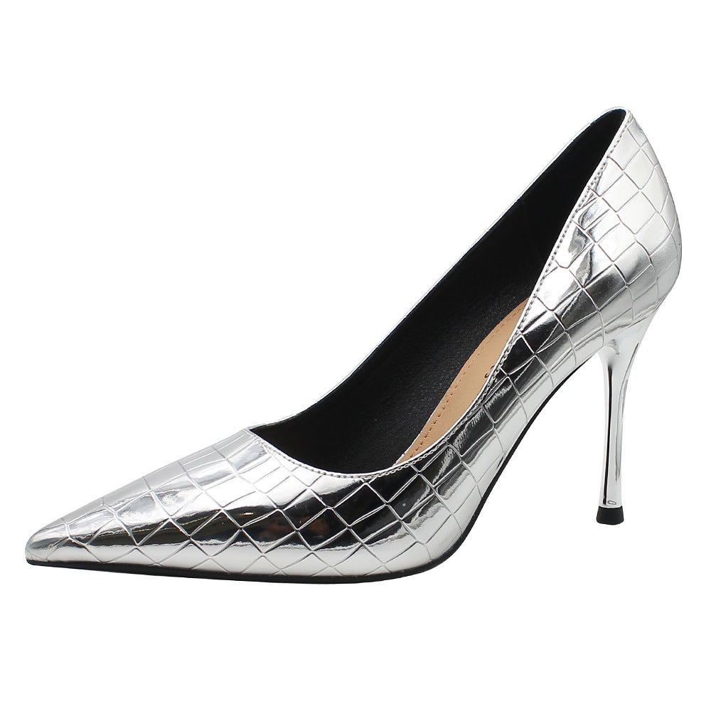 French Leather Pointed Toe High Heels