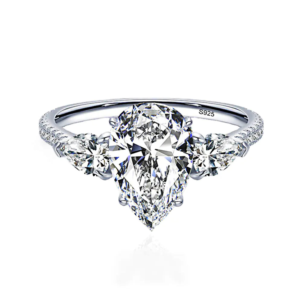 Drop-Shaped Yellow Diamond Sterling Silver Ring