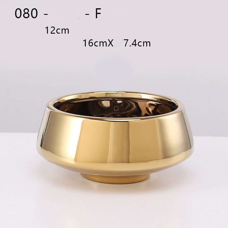 Gold Ceramic Flower Plant Pot