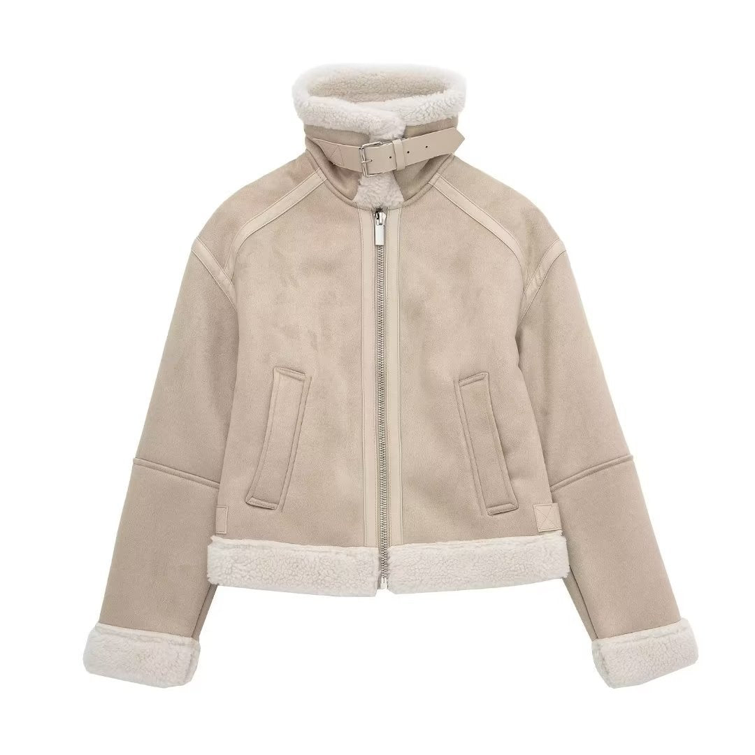 Women's Suede Lamb Wool Jacket