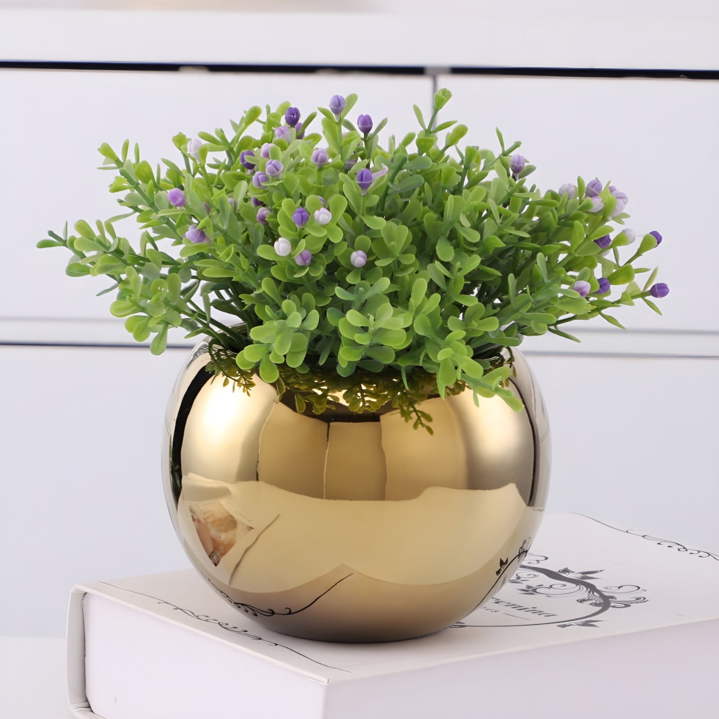 Gold Ceramic Flower Plant Pot