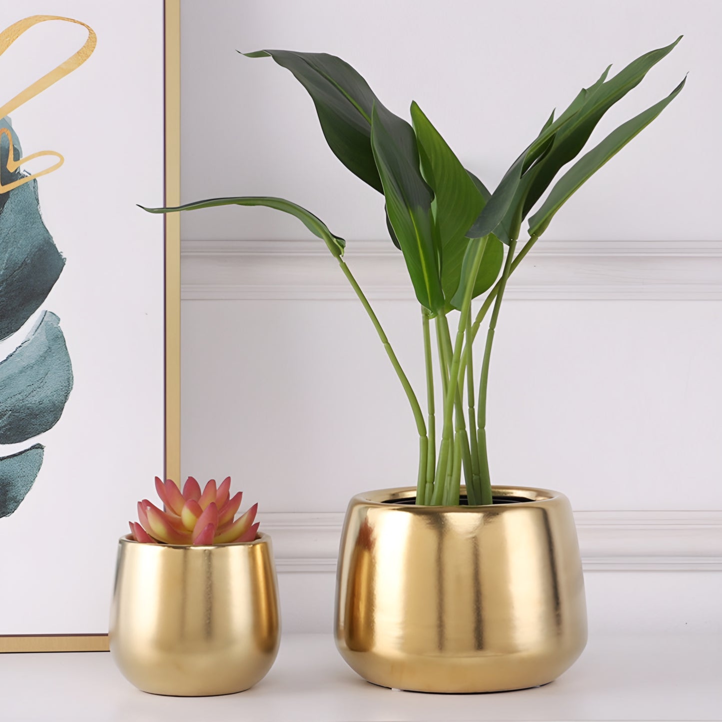 Gold Ceramic Flower Plant Pot
