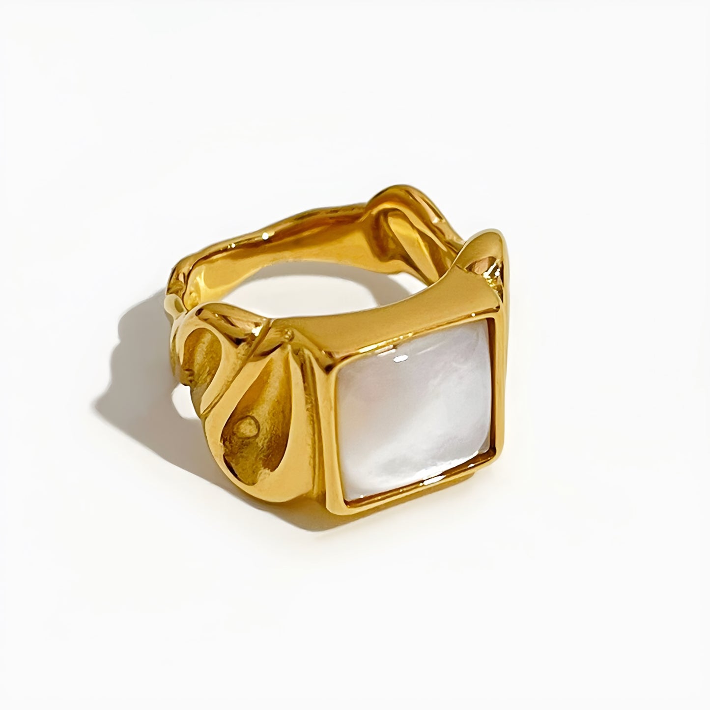 White Shell Square Ring